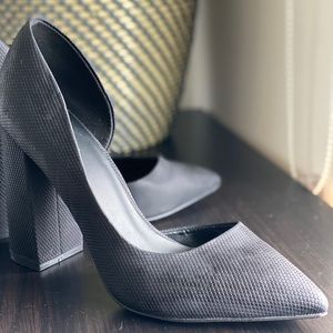 All Black Snake Pumps, Black Highheels